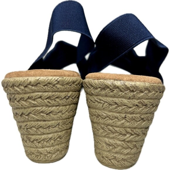 Dressbarn Iris in Navy Wedge Elastic Strap Slingback Sandals Size 9M - Picture 5 of 8